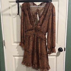 Amazon Brown Leopard Print Midi Dress